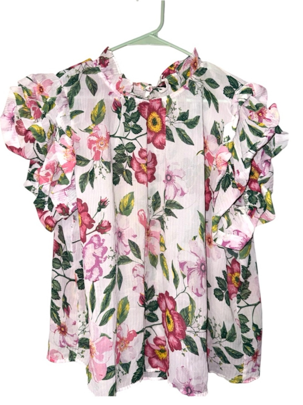 Ruffled Floral Blouse - Pink Floral